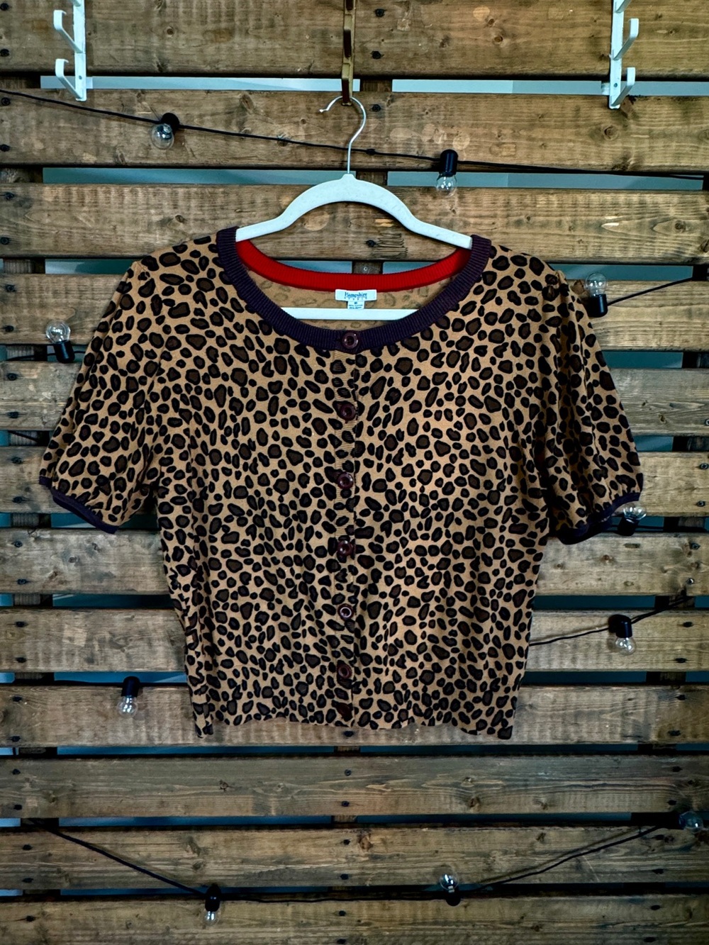 Hampshire Studio Leopard Print Button Cardigan Sweater XL